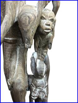 Vintage Makonde Ujamaa Family Tree Ebony Wood Sculpture African Art