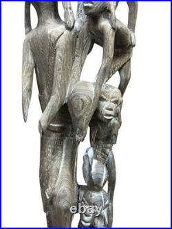 Vintage Makonde Ujamaa Family Tree Ebony Wood Sculpture African Art