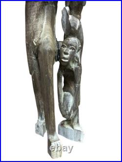 Vintage Makonde Ujamaa Family Tree Ebony Wood Sculpture African Art