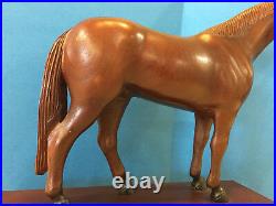 Vintage Man O War Horse Statue/Figurine Carved Wood Marshall Fields Exclusive