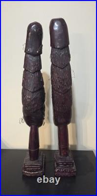 Vintage Man & Woman Wood Sculpture BUSTS African Hand Carved Spirit Pair 26