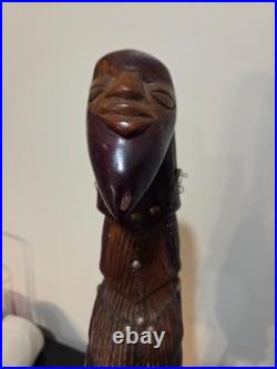 Vintage Man & Woman Wood Sculpture BUSTS African Hand Carved Spirit Pair 26