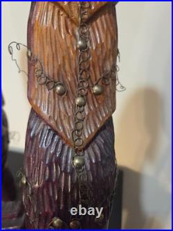 Vintage Man & Woman Wood Sculpture BUSTS African Hand Carved Spirit Pair 26