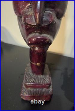 Vintage Man & Woman Wood Sculpture BUSTS African Hand Carved Spirit Pair 26