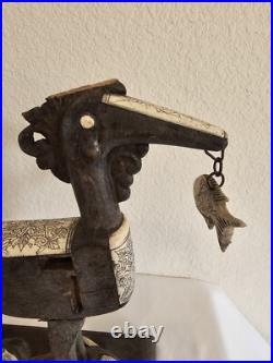 Vintage Maranao Sarimanok Bone & Wood Sculpture