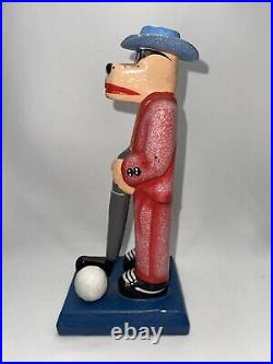 Vintage Markus Pierson Wood Coyote Golf Sculpture Lone Wolf Hand Carved Folk Art