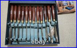 Vintage Marples #60 Set Of 12 Wood Carving Tools In Box Sheffield Steel Blades