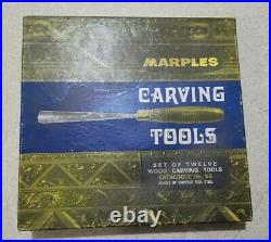 Vintage Marples #60 Set Of 12 Wood Carving Tools In Box Sheffield Steel Blades