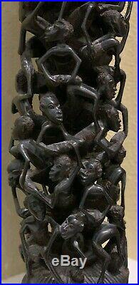 Vintage Master Wood Sculpture Tree of Life Huge 42x7 Ebony Africa Makonde