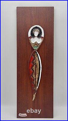 Vintage Maurice Chalvignac wood & ceramic hanging Wall Art MCM wall Sculpture