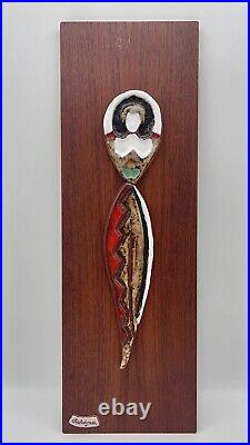 Vintage Maurice Chalvignac wood & ceramic hanging Wall Art MCM wall Sculpture