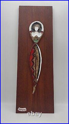 Vintage Maurice Chalvignac wood & ceramic hanging Wall Art MCM wall Sculpture