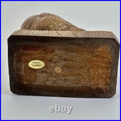 Vintage Max Huggler Carved Wood Duck Sculpture Swiss 1960 Brienz