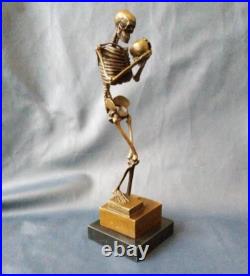 Vintage Memento Mori Bronze Statue Sculpture Marble France JB 31 cm Rare Old 20c