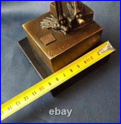 Vintage Memento Mori Bronze Statue Sculpture Marble France JB 31 cm Rare Old 20c