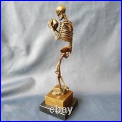 Vintage Memento Mori Bronze Statue Sculpture Marble France JB 31 cm Rare Old 20c
