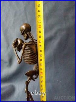 Vintage Memento Mori Bronze Statue Sculpture Marble France JB 31 cm Rare Old 20c