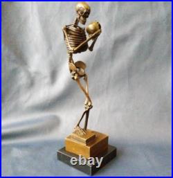 Vintage Memento Mori Bronze Statue Sculpture Marble France JB 31 cm Rare Old 20c