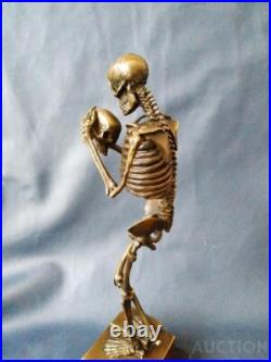 Vintage Memento Mori Bronze Statue Sculpture Marble France JB 31 cm Rare Old 20c