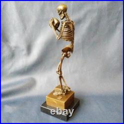 Vintage Memento Mori Bronze Statue Sculpture Marble France JB 31 cm Rare Old 20c