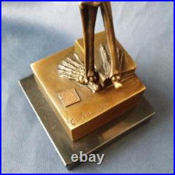 Vintage Memento Mori Bronze Statue Sculpture Marble France JB 31 cm Rare Old 20c