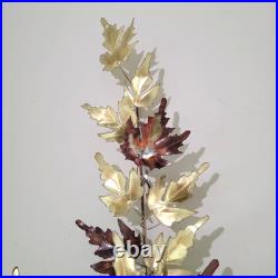 Vintage Metal Maple Leaf Wall Sculpture withWood MCM Jere-Style 70s 65