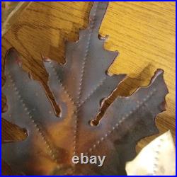 Vintage Metal Maple Leaf Wall Sculpture withWood MCM Jere-Style 70s 65 Vintage Metal Maple Leaf Wall Sculpture withWood MCM Jere-Style 70s 65