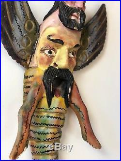 Vintage Mexican Folk Art Mask Handcrafted Wood Shrimp Man Sculpture
