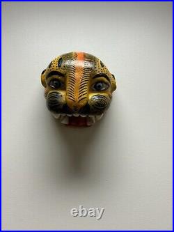 Vintage Mexican Jaguar Head Wood Carving Handmade AlebrijeWall Hanging