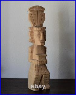 Vintage Mexican Oaxaca Aztec Wood Sculpture Signed Arturo Mendez
