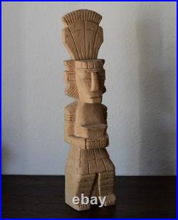 Vintage Mexican Oaxaca Aztec Wood Sculpture Signed Arturo Mendez
