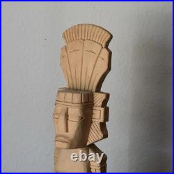 Vintage Mexican Oaxaca Aztec Wood Sculpture Signed Arturo Mendez
