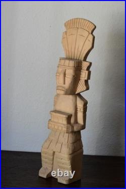 Vintage Mexican Oaxaca Aztec Wood Sculpture Signed Arturo Mendez