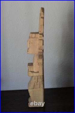 Vintage Mexican Oaxaca Aztec Wood Sculpture Signed Arturo Mendez