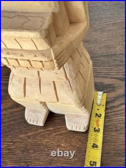 Vintage Mexican Oaxaca Aztec Wood Sculpture Signed Arturo Mendez