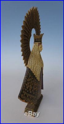 Vintage Mexican wood N. S. De SOLEDAD sculpture madonna virgin M. CORTEZ 11 3/8