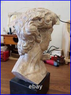 Vintage Michelangelo's David Bust Sculpture Austin Productions Pucci Signed 14
