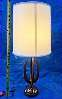 Vintage Mid Century Danish Modern Teak Wood Atomic Sculptured Table Lamp Danish