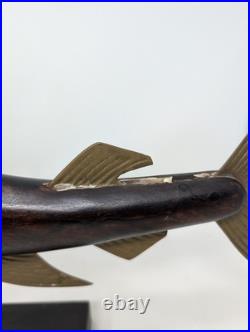 Vintage Mid Century Frederick Cooper Carved Wood & Brass Marlin Fish Sculpture