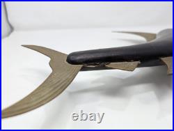 Vintage Mid Century Frederick Cooper Carved Wood & Brass Marlin Fish Sculpture