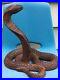 Vintage Mid Century Hand Carved Wood Cobra Snake Lamp Base Sculpture Figurine
