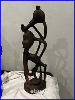 Vintage Mid-Century Makonde Sculpture Rosewood African Wood Carving/Art 18 Tall