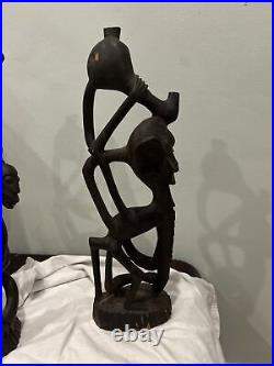 Vintage Mid-Century Makonde Sculpture Rosewood African Wood Carving/Art 18 Tall