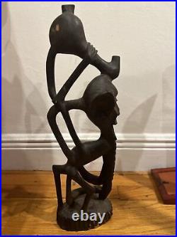 Vintage Mid-Century Makonde Sculpture Rosewood African Wood Carving/Art 18 Tall