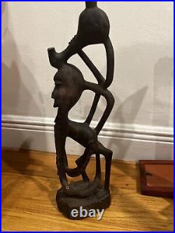 Vintage Mid-Century Makonde Sculpture Rosewood African Wood Carving/Art 18 Tall