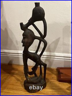 Vintage Mid-Century Makonde Sculpture Rosewood African Wood Carving/Art 18 Tall