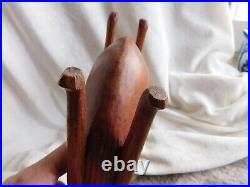 Vintage Mid Century Modern 1940s Teak Wood Art Sculpture hand carved Man Woman