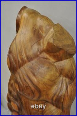 Vintage Mid Century Modern 60 Life-Size Nude Male Carved Wood Statue Sculpture