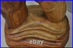 Vintage Mid Century Modern 60 Life-Size Nude Male Carved Wood Statue Sculpture