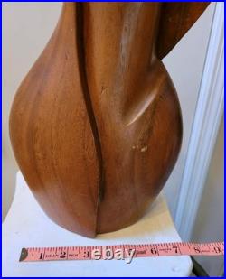Vintage Mid Century Modern Carved Wood Sculpture Woman Bust Female Art Deco